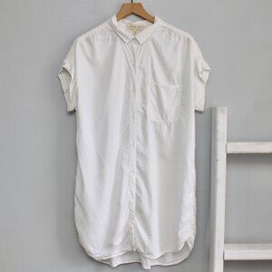 Cloth & Stone White Lyocell Button-Down Short Sleeve Shirt Dress Size Medium
